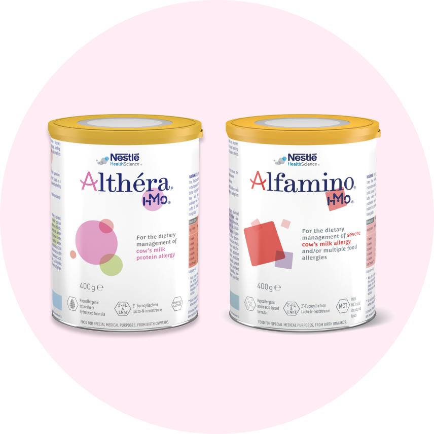 Preparation of hypoallergenic-milk formula in a baby bottle.